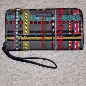 Vera Bradley Wallet- Gray with colorful stripes.